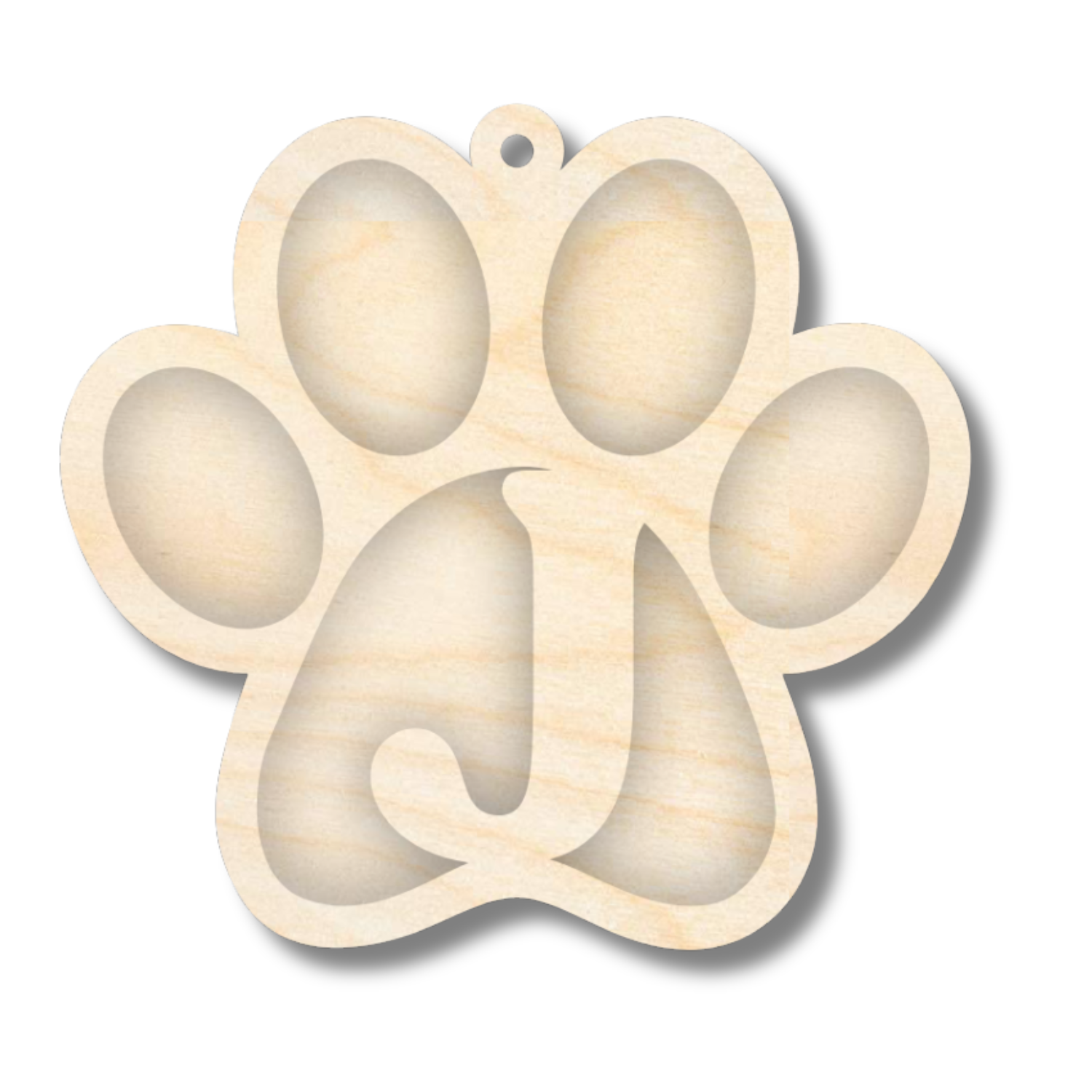 Unfinished Wood Layered Letter Paw Print Tags | A-Z | 2 Piece | 5