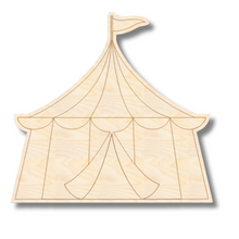 Load image into Gallery viewer, Unfinished Wood Etched Fair Tent Shape | Paint By Line Crafts | up to 30&quot; DIY
