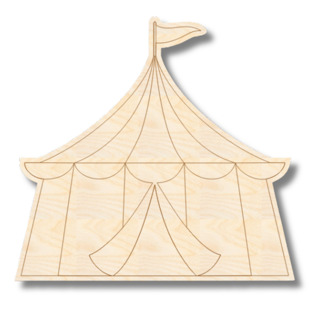 Unfinished Wood Etched Fair Tent Shape | Paint By Line Crafts | up to 30