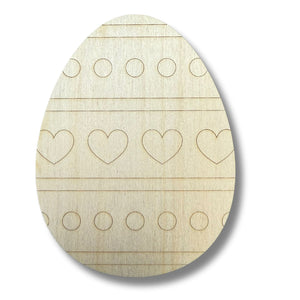 Unfinished Wood Etched Heart Pattern Egg Shape | Paint By Line Crafts | up to 30" DIY