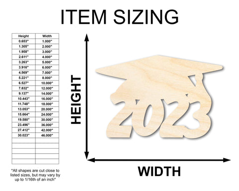 2023 Graduation Cap Shape Unfinished Wood Sign Craft