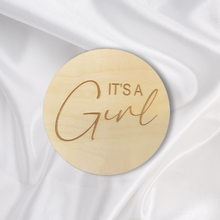 Load image into Gallery viewer, It&#39;s A Girl Engraved Round | Engraved Wood Cutouts | 1/4&quot; Thick |
