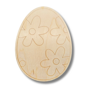 Unfinished Wood Etched Flower Easter Egg Shape | Paint By Line Crafts | up to 30" DIY