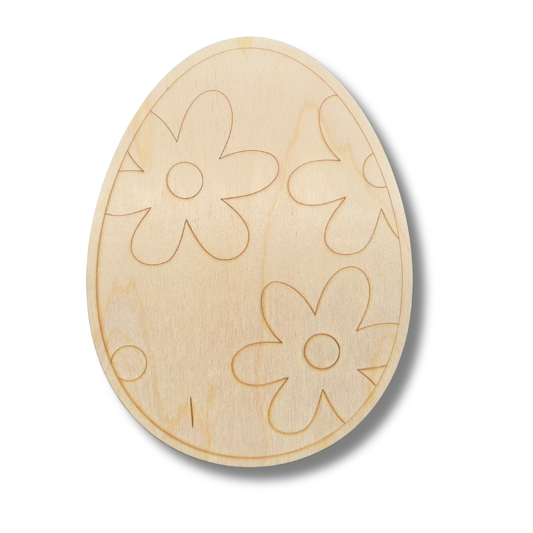 Unfinished Wood Etched Flower Easter Egg Shape | Paint By Line Crafts | up to 30