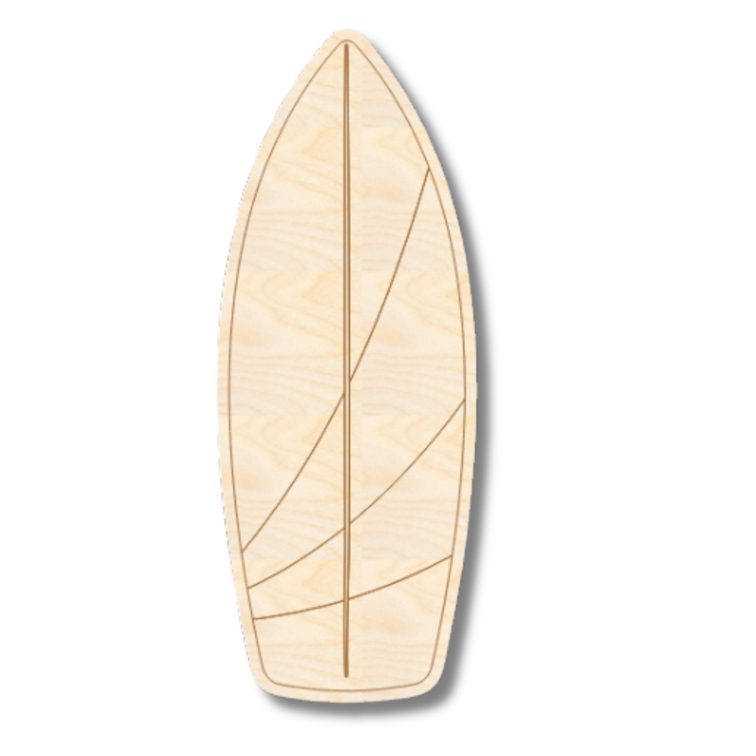 Unfinished Wood Etched Line Surfboard Shape | Paint By Line Crafts | up to 30