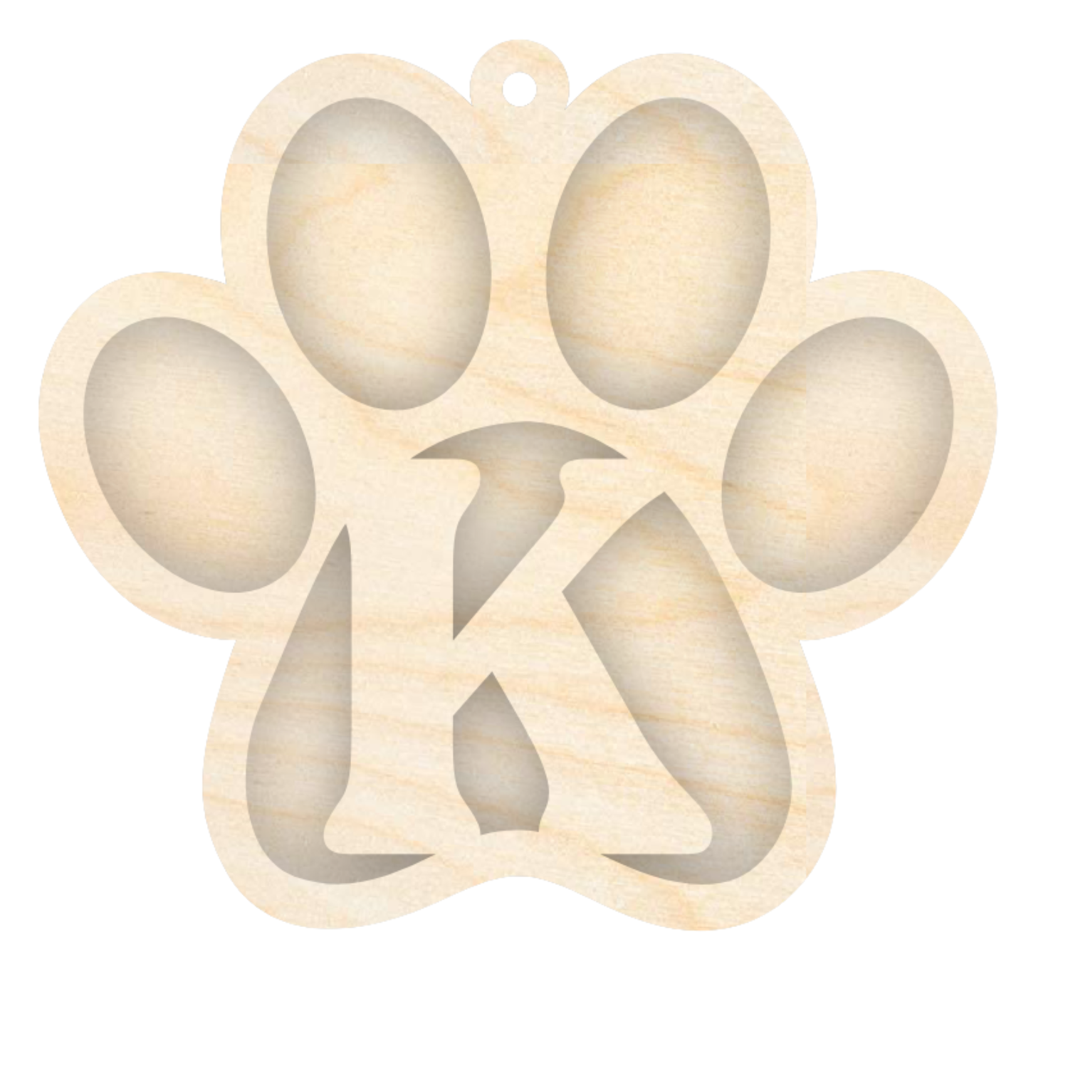 Unfinished Wood Layered Letter Paw Print Tags | A-Z | 2 Piece | 5