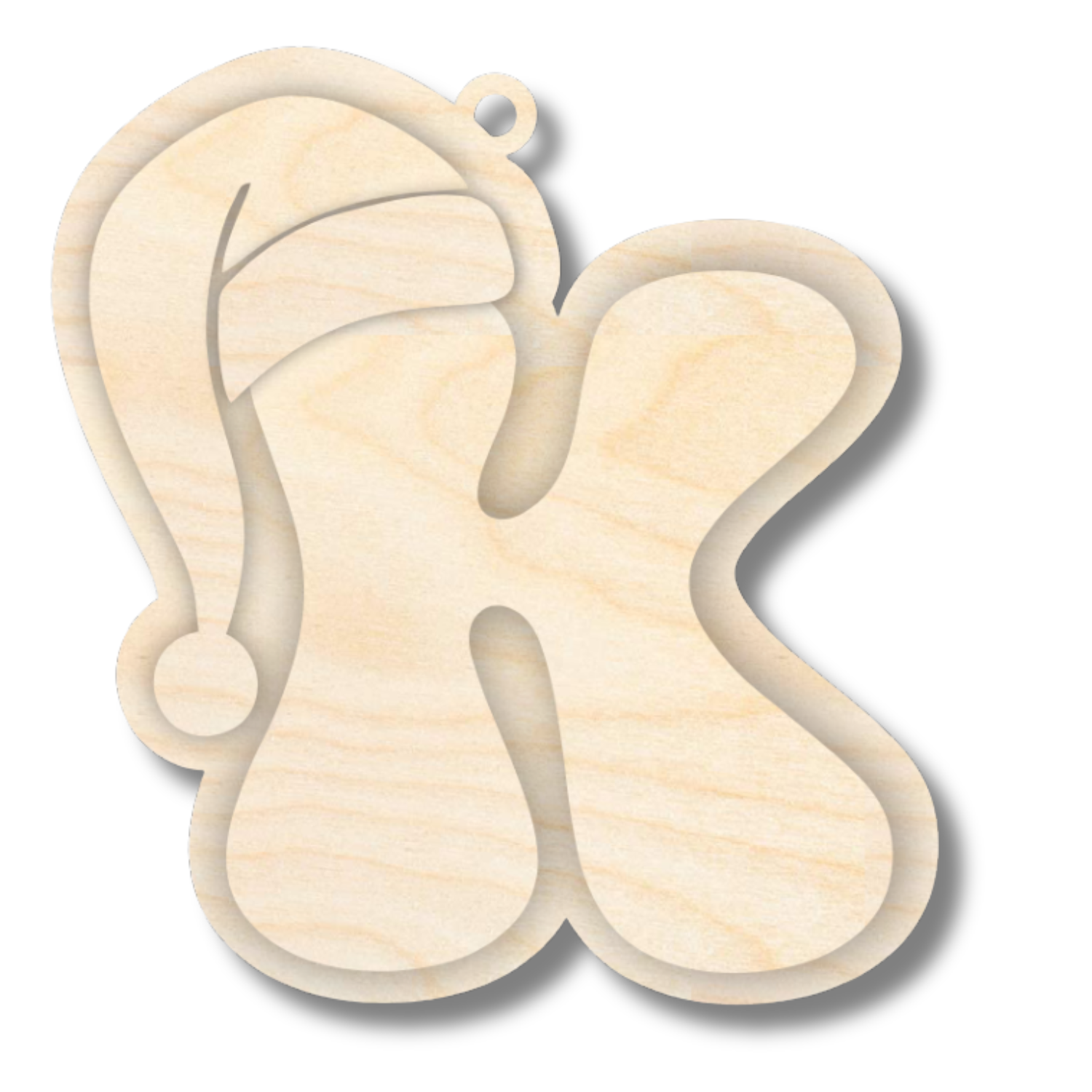 Unfinished Wood Layered Letter Santa Hat Tags | A-Z | 4 Piece | 6