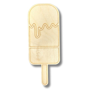 Unfinished Wood Etched Melting Popsicle Shape | Paint By Line Crafts | up to 30" DIY