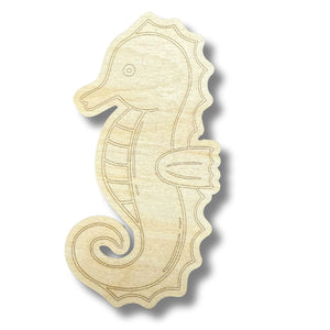 Unfinished Wood Etched Sea Horse Shape | Paint By Line Crafts | up to 30" DIY