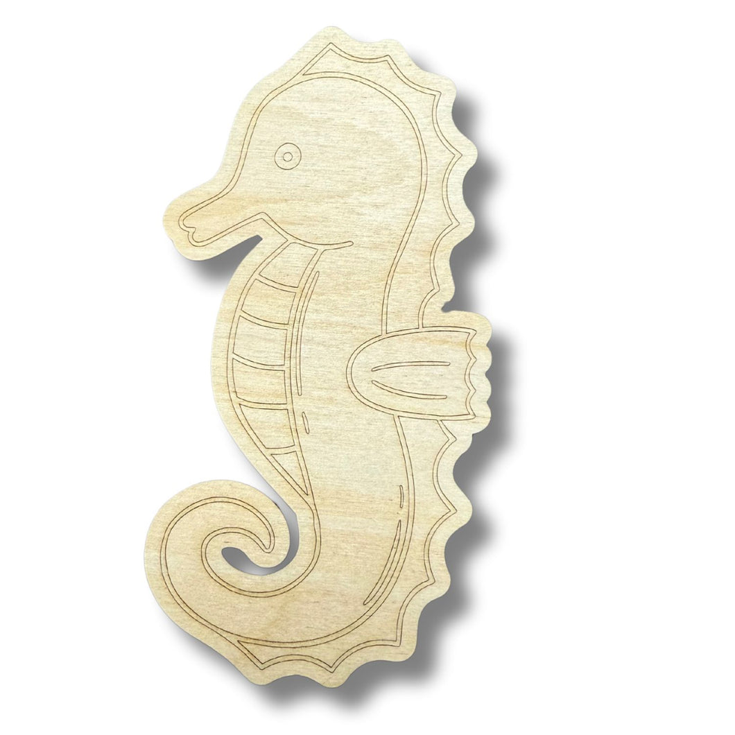 Unfinished Wood Etched Sea Horse Shape | Paint By Line Crafts | up to 30