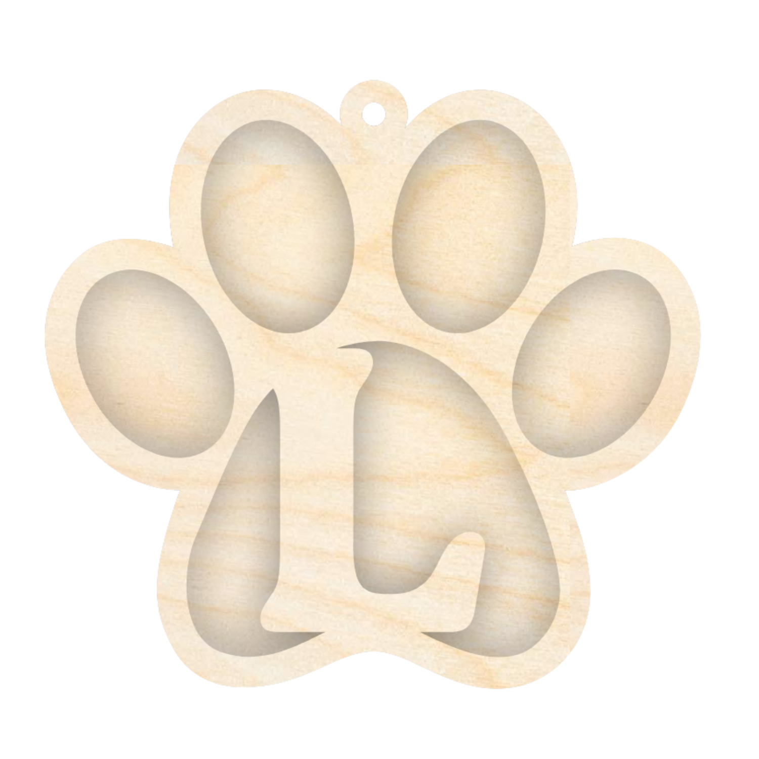 Unfinished Wood Layered Letter Paw Print Tags | A-Z | 2 Piece | 5