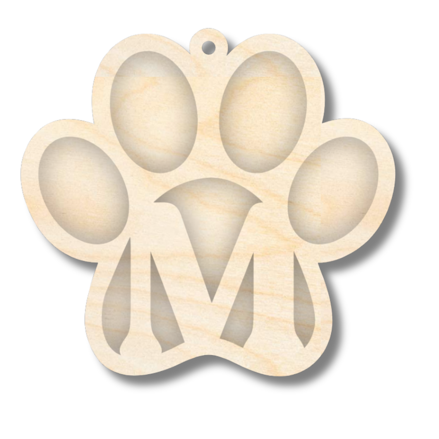 Unfinished Wood Layered Letter Paw Print Tags | A-Z | 2 Piece | 5