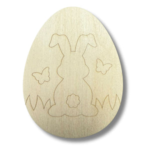 Unfinished Wood Etched Bunny Pattern Egg Shape | Paint By Line Crafts | up to 30" DIY