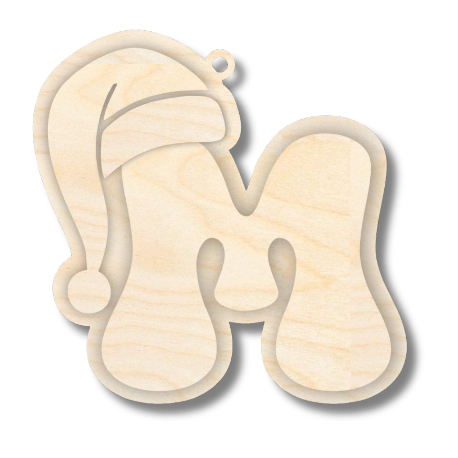 Unfinished Wood Layered Letter Santa Hat Tags | A-Z | 4 Piece | 6
