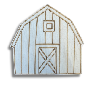 Unfinished Wood Etched Barn Shape | Paint By Line Crafts | up to 30" DIY