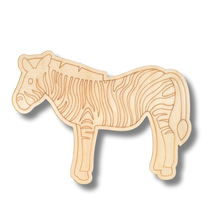 Load image into Gallery viewer, Unfinished Wood Etched Zebra Shape | Paint By Line Crafts | up to 30&quot; DIY
