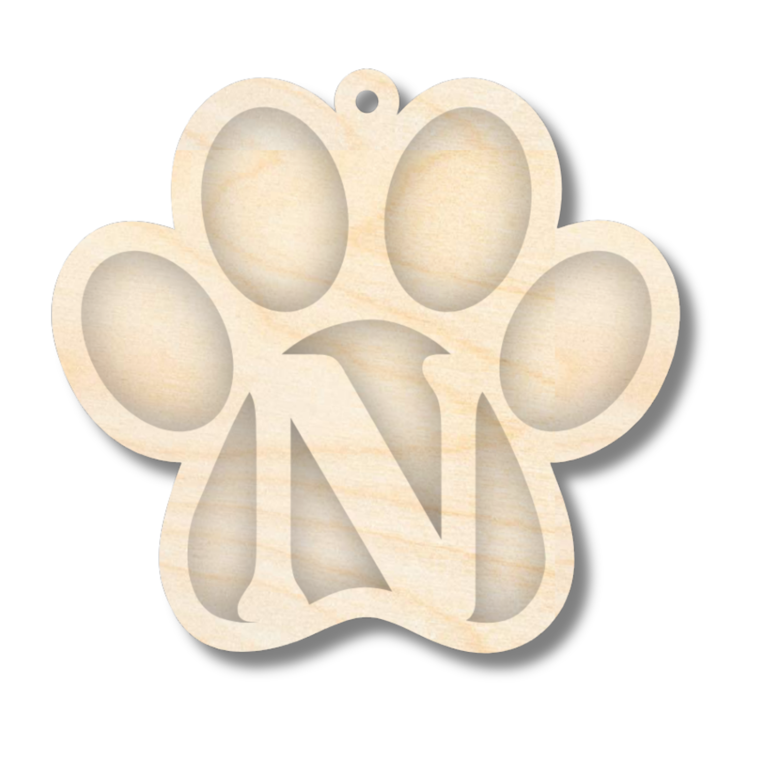 Unfinished Wood Layered Letter Paw Print Tags | A-Z | 2 Piece | 5