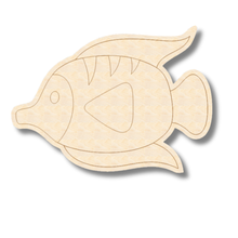 Load image into Gallery viewer, Unfinished Wood Etched Tang Ocean Fish Shape | Paint By Line Crafts | up to 30&quot; DIY
