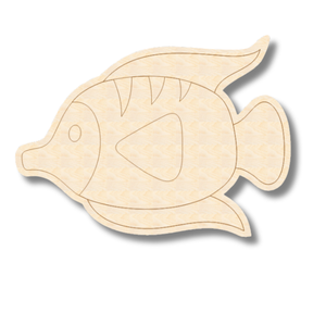 Unfinished Wood Etched Tang Ocean Fish Shape | Paint By Line Crafts | up to 30" DIY
