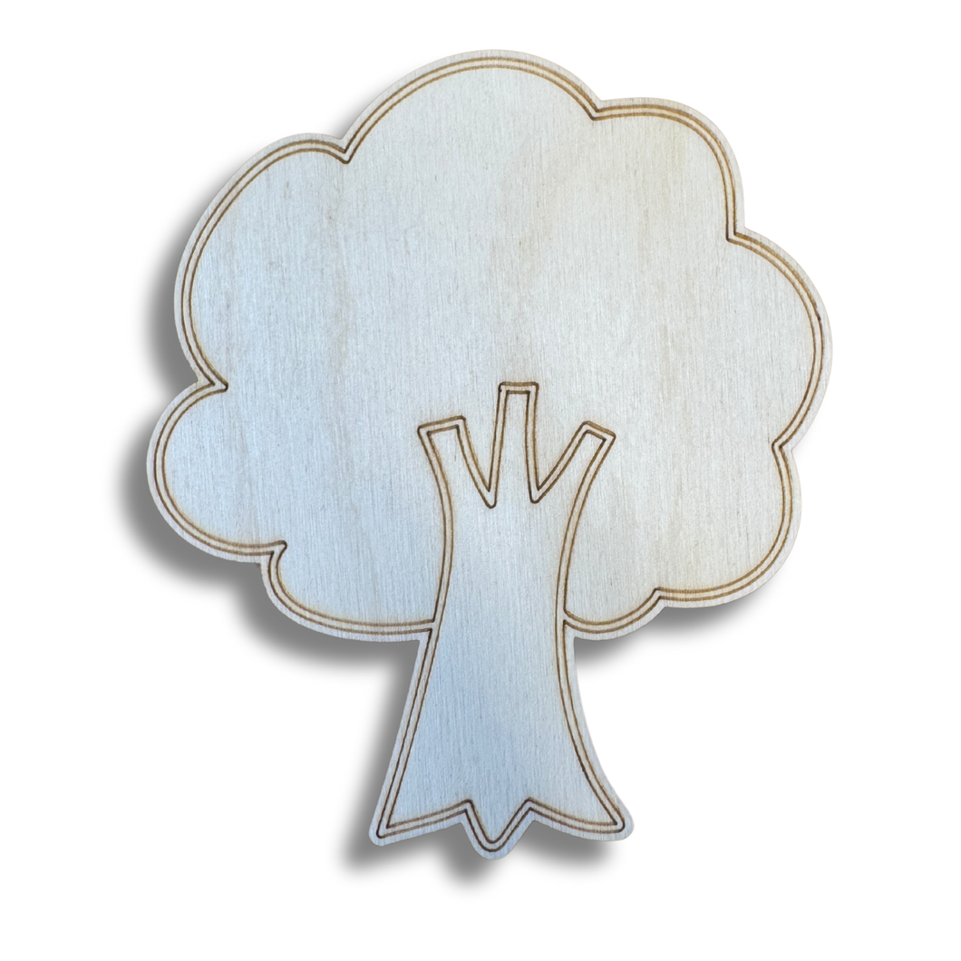 Unfinished Wood Etched Tree Shape | Paint By Line Crafts | up to 30