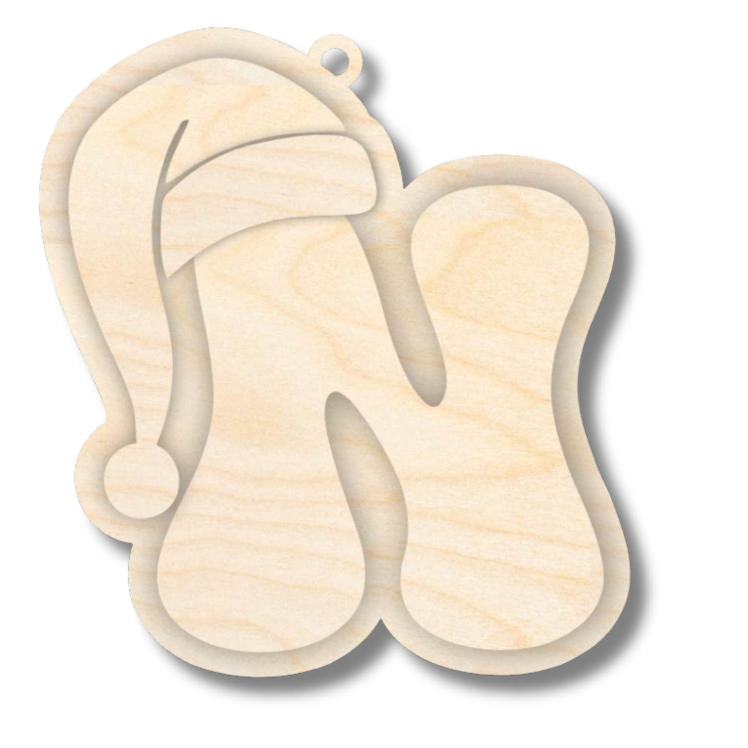 Unfinished Wood Layered Letter Santa Hat Tags | A-Z | 4 Piece | 6