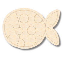 Load image into Gallery viewer, Unfinished Wood Etched Spotted Fish Shape | Paint By Line Crafts | up to 30&quot; DIY
