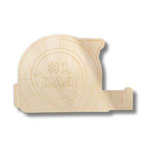 Unfinished Wood Etched #1 Dad Tape Measure Shape | Paint By Line Crafts | up to 30" DIY