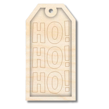 Load image into Gallery viewer, Unfinished Wood Etched HO HO HO Gift Tag | 2 Piece | Layered Gift Tags | up to 6&quot; DIY
