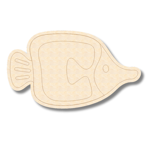 Unfinished Wood Etched Angelfish Shape | Paint By Line Crafts | up to 30" DIY
