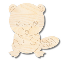 Load image into Gallery viewer, Unfinished Wood Etched Beaver Shape | Paint By Line Crafts | up to 30&quot; DIY
