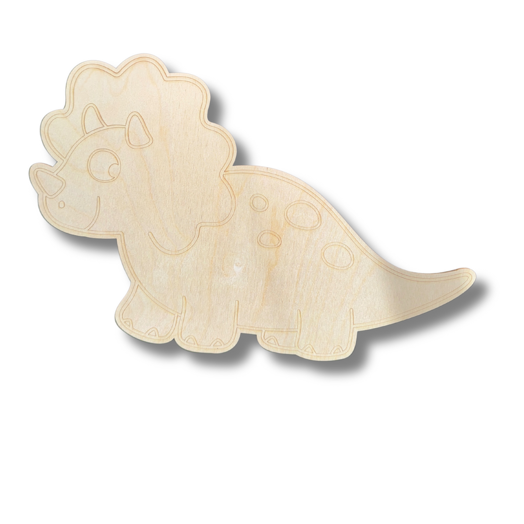 Unfinished Wood Etched Triceratops Shape | Paint By Line Crafts | up to 30