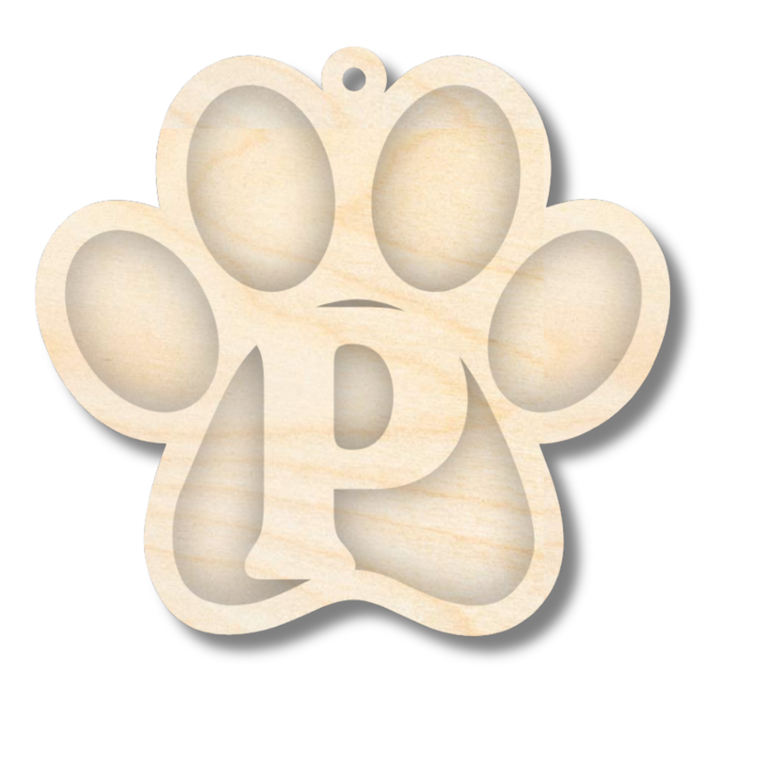 Unfinished Wood Layered Letter Paw Print Tags | A-Z | 2 Piece | 5