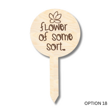 Load image into Gallery viewer, Unfinished Wood Funny Plant Stakes | 24 Options | 5&quot; Tall | 1/8&quot; Wood | Wood Craft Cutout
