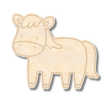 Load image into Gallery viewer, Unfinished Wood Etched Farm Horse Shape | Paint By Line Crafts | up to 30&quot; DIY
