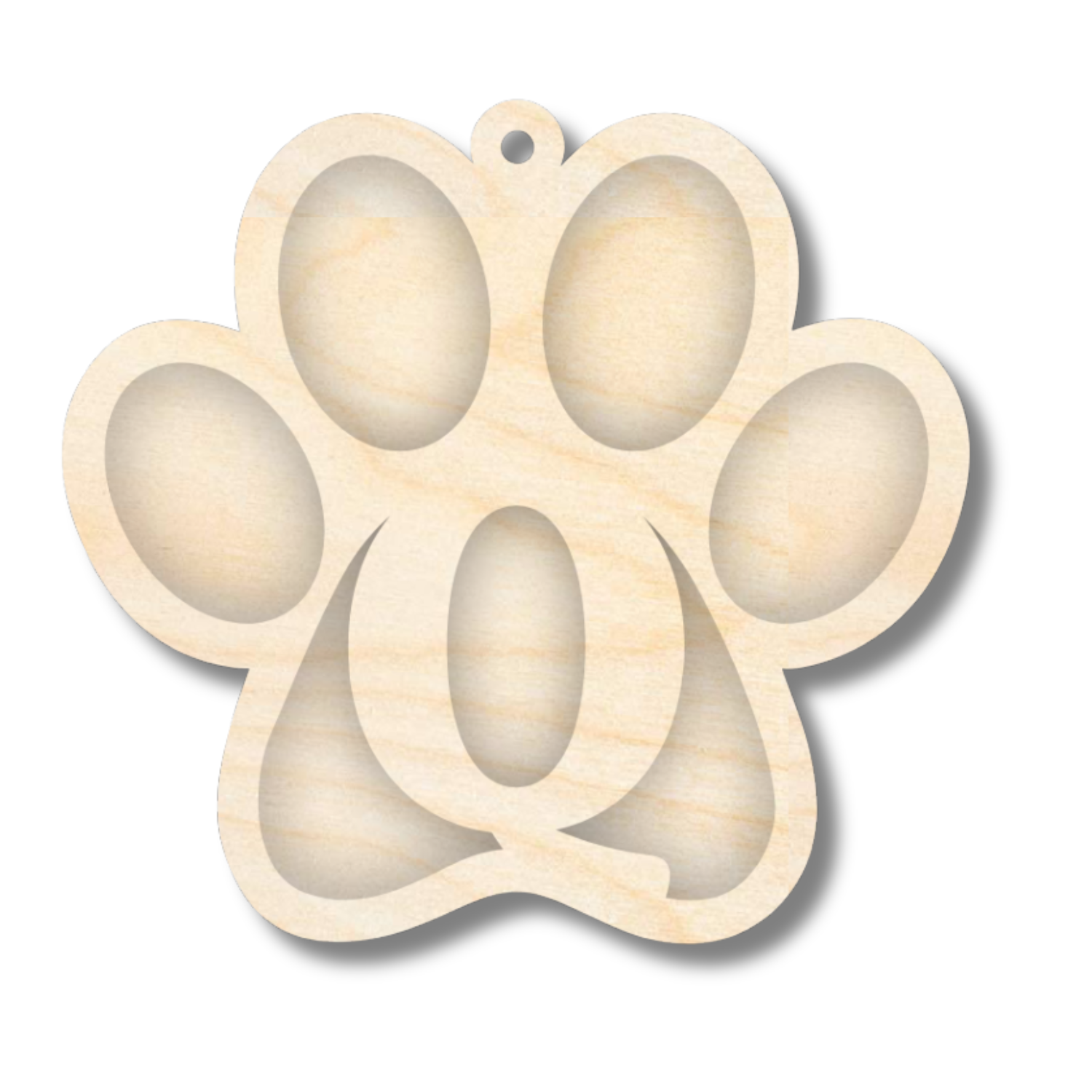 Unfinished Wood Layered Letter Paw Print Tags | A-Z | 2 Piece | 5
