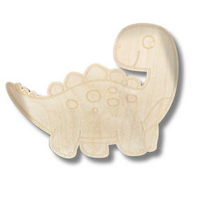 Unfinished Wood Etched Stegosaurus Shape | Paint By Line Crafts | up to 30" DIY