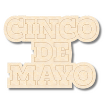 Load image into Gallery viewer, Unfinished Wood Etched Cinco De Mayo Shape | Paint By Line Crafts | up to 30&quot; DIY
