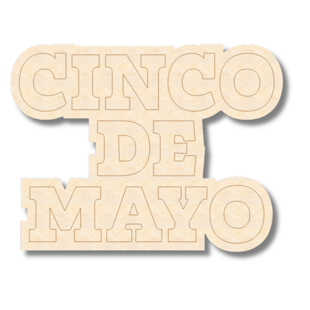 Unfinished Wood Etched Cinco De Mayo Shape | Paint By Line Crafts | up to 30