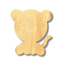 Load image into Gallery viewer, Unfinished Wood Etched Cheetah Shape | Paint By Line Crafts | up to 30&quot; DIY
