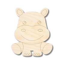Load image into Gallery viewer, Unfinished Wood Etched Hippo Shape | Paint By Line Crafts | up to 30&quot; DIY
