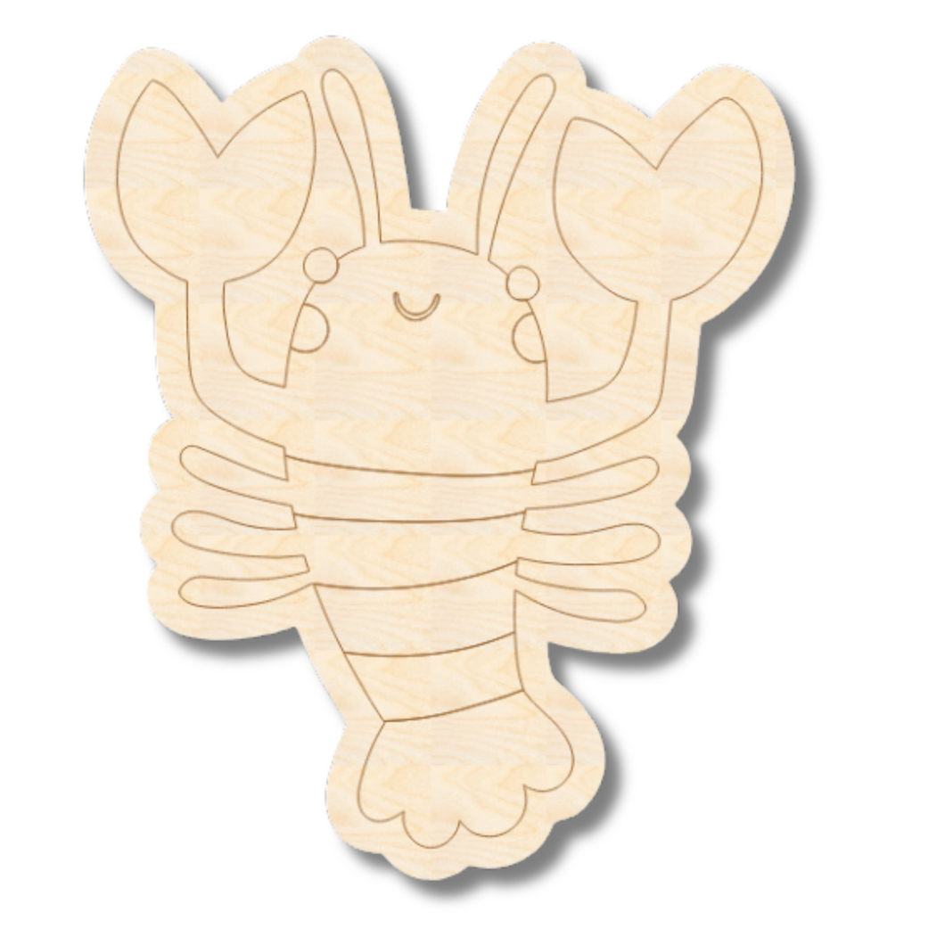 Unfinished Wood Etched Lobster Shape | Paint By Line Crafts | up to 30