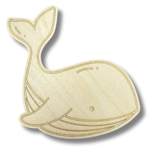 Unfinished Wood Etched Whale Shape | Paint By Line Crafts | up to 30" DIY