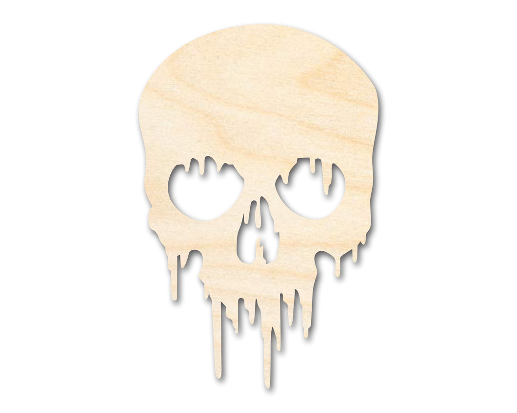 Unfinished Wood Dripping Skull Shape | Halloween Craft Cutout | up to 24