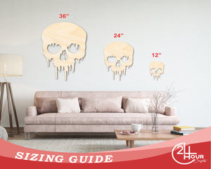 Unfinished Wood Dripping Skull Shape | Halloween Craft Cutout | up to 24" DIY