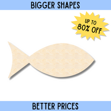 Load image into Gallery viewer, Bigger Better | Unfinished Wood Fish Shape Silhouette |  DIY Craft Cutout
