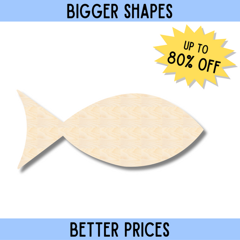 Bigger Better | Unfinished Wood Fish Shape Silhouette |  DIY Craft Cutout