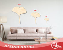 Load image into Gallery viewer, Unfinished Wood Gingko Leaf Shape | Craft Cutout | up to 24&quot; DIY

