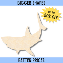 Load image into Gallery viewer, Bigger Better | Unfinished Wood Great White Shark Shape | DIY Craft Cutout |
