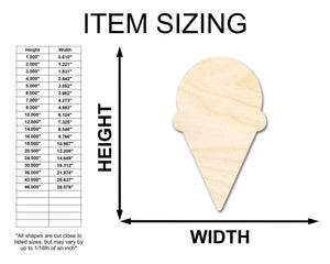 Unfinished Wood Ice Cream Cone Silhouette | Single Scoop | Craft Cutout | up to 36" DIY