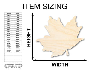 Unfinished Wood Maple Leaf Shape - Craft - up to 36" DIY